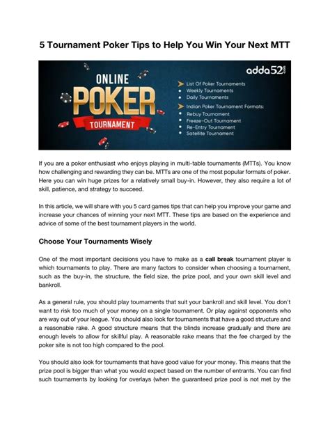 tournament poker tips|5 Tips to Win Poker Tournaments .